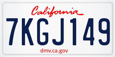 CA license plate 7KGJ149