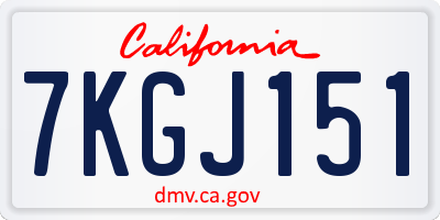 CA license plate 7KGJ151