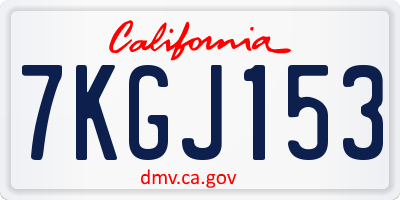 CA license plate 7KGJ153