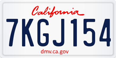 CA license plate 7KGJ154