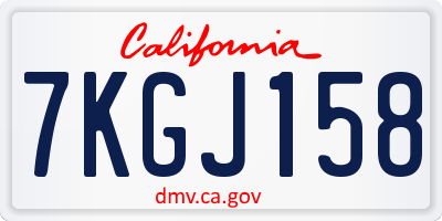 CA license plate 7KGJ158