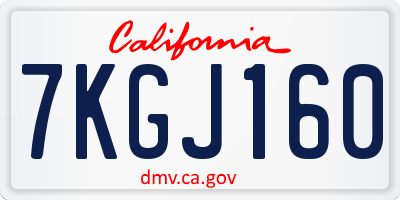 CA license plate 7KGJ160
