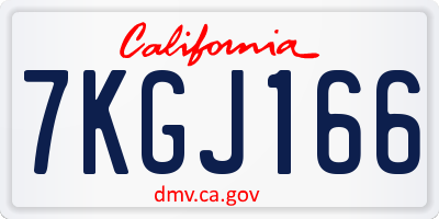 CA license plate 7KGJ166