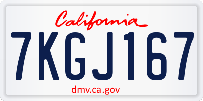 CA license plate 7KGJ167