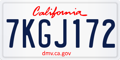 CA license plate 7KGJ172