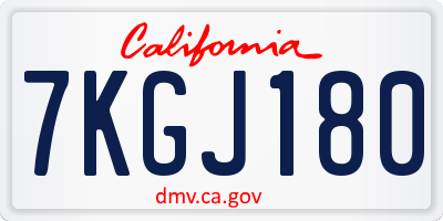 CA license plate 7KGJ180