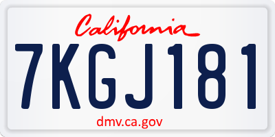 CA license plate 7KGJ181