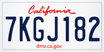 CA license plate 7KGJ182