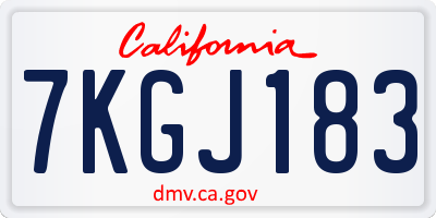 CA license plate 7KGJ183