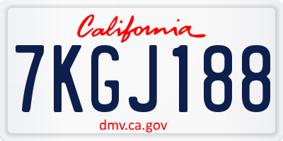 CA license plate 7KGJ188