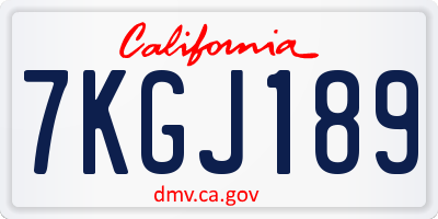 CA license plate 7KGJ189