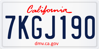 CA license plate 7KGJ190