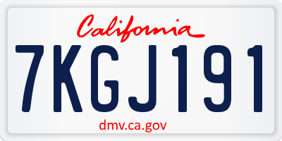 CA license plate 7KGJ191