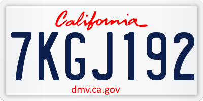 CA license plate 7KGJ192