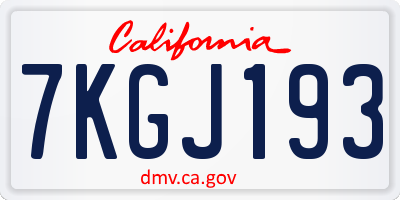 CA license plate 7KGJ193