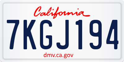 CA license plate 7KGJ194