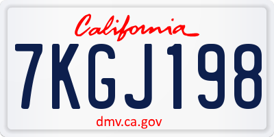 CA license plate 7KGJ198