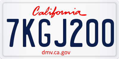 CA license plate 7KGJ200