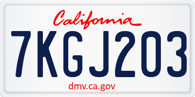 CA license plate 7KGJ203