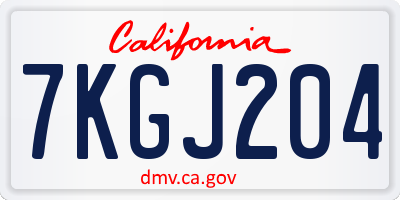 CA license plate 7KGJ204