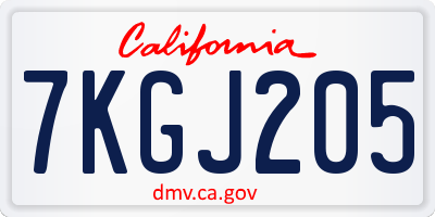 CA license plate 7KGJ205