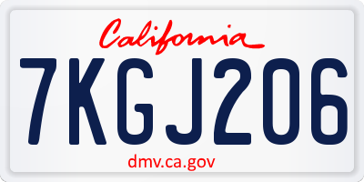 CA license plate 7KGJ206