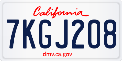 CA license plate 7KGJ208