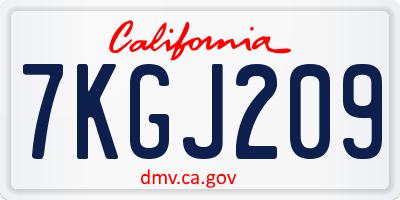 CA license plate 7KGJ209