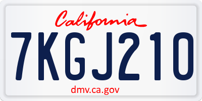 CA license plate 7KGJ210