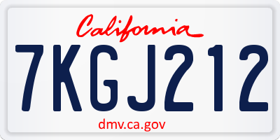 CA license plate 7KGJ212