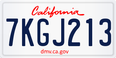 CA license plate 7KGJ213