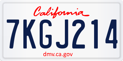CA license plate 7KGJ214