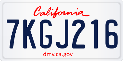 CA license plate 7KGJ216