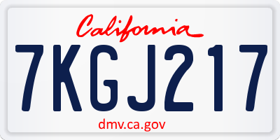 CA license plate 7KGJ217