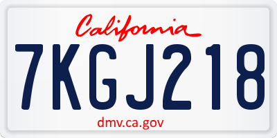CA license plate 7KGJ218