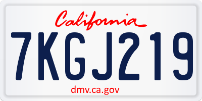 CA license plate 7KGJ219