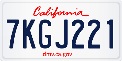 CA license plate 7KGJ221