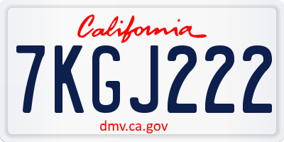 CA license plate 7KGJ222