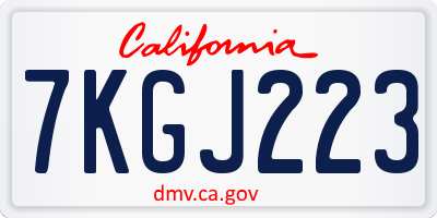 CA license plate 7KGJ223