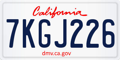 CA license plate 7KGJ226