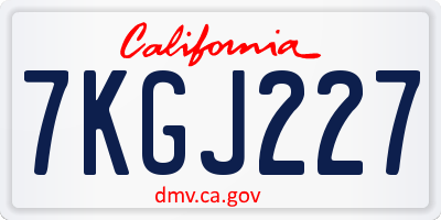 CA license plate 7KGJ227