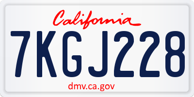 CA license plate 7KGJ228