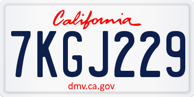 CA license plate 7KGJ229