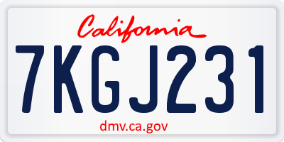 CA license plate 7KGJ231
