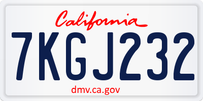 CA license plate 7KGJ232