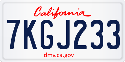 CA license plate 7KGJ233