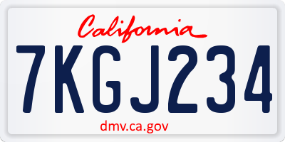 CA license plate 7KGJ234