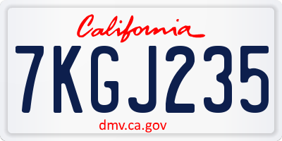 CA license plate 7KGJ235