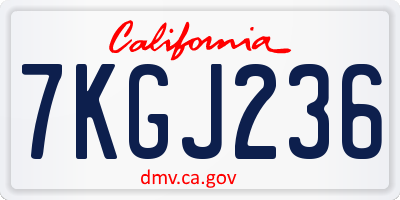 CA license plate 7KGJ236