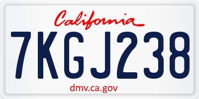 CA license plate 7KGJ238